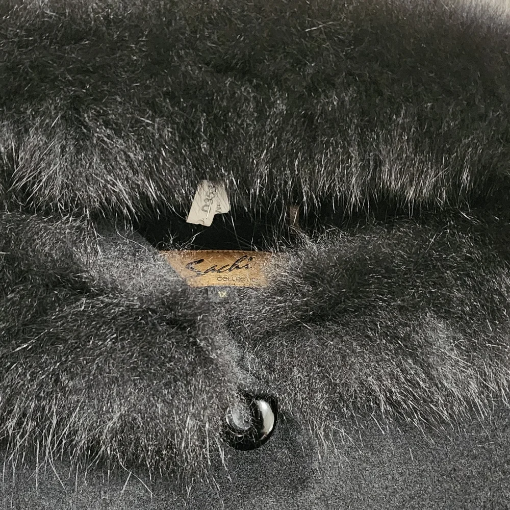SACHI Lambs Wool REAL FINNISH FOX FUR Trimmed Collar Formal Winter Coat 1X - Picture 4 of 9